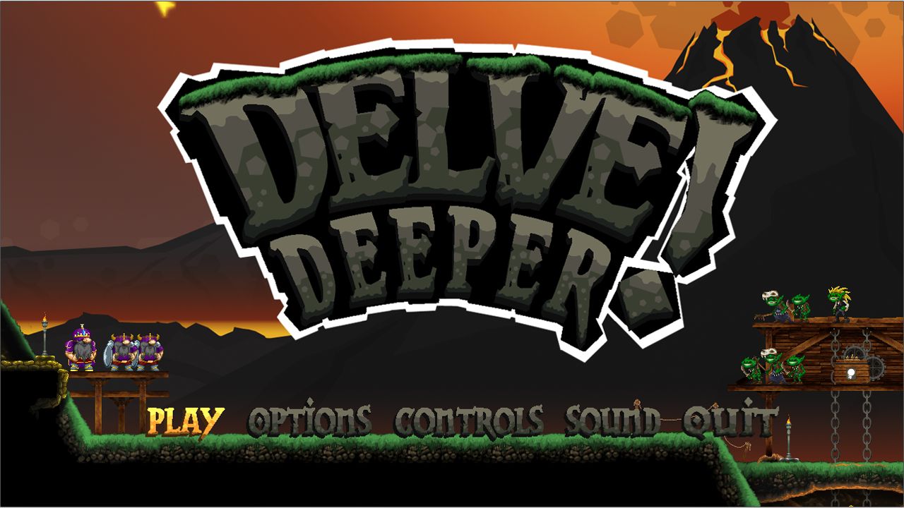 Delve Deeper gameplay screenshot showing tile placement and dwarf teams in a dungeon